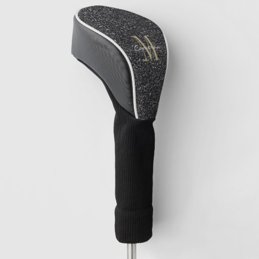 Goud monogram Initiaal en naam Sandpaper Golf Head Golfheadcover (Schuin)