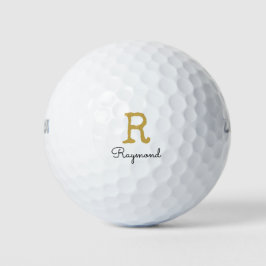 Goud monogram Initiaal en naam zwart Golf Golfballen