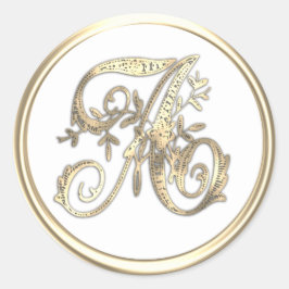 Goud monogram Initiaal op elke kleurensluiting Ronde Sticker