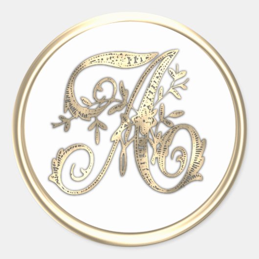 Goud monogram Initiaal op elke kleurensluiting Ronde Sticker (Voorkant)