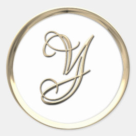 Goud monogram Initiaal Y op grote kleur Ronde Sticker