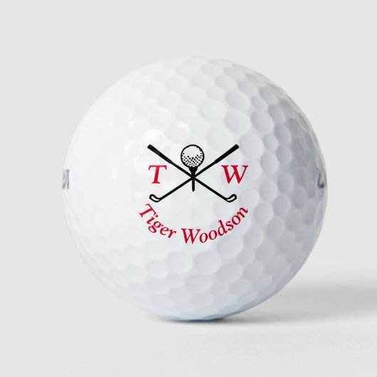 Goud monogram initialen en naam gepersonaliseerd golfballen (Voorkant)