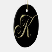 Goud monogram K initiaal Keramisch Ornament (Rechts)