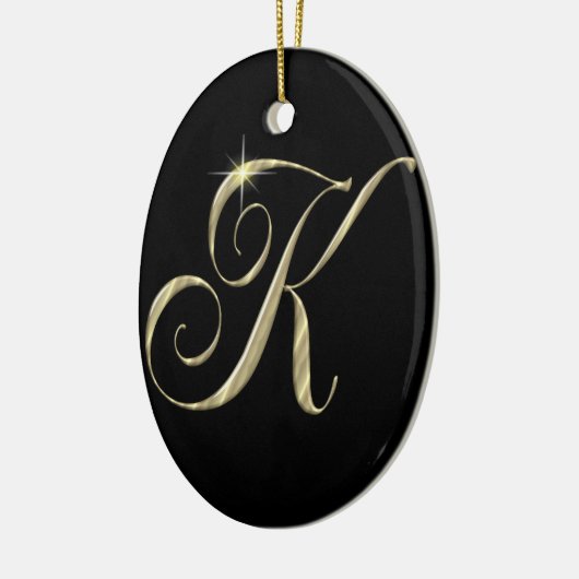 Goud monogram K initiaal Keramisch Ornament (Links)