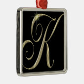 Goud monogram K initiaal Metalen Ornament (Rechts)