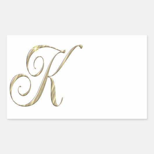 Goud monogram K initiaal Rechthoekige Sticker (Voorkant)