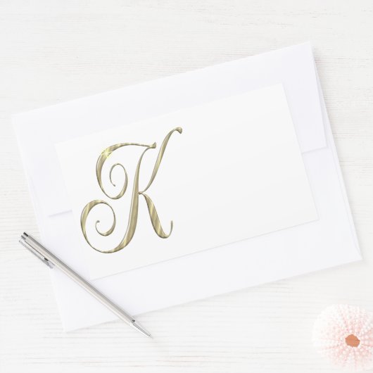 Goud monogram K initiaal Rechthoekige Sticker (Envelop)
