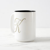 Goud monogram K initiaal Tweekleurige Koffiemok (Voorkant links)