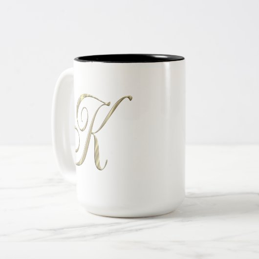 Goud monogram K initiaal Tweekleurige Koffiemok (Voorkant links)