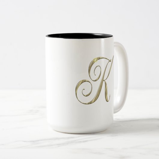 Goud monogram K initiaal Tweekleurige Koffiemok (Voorkant rechts)