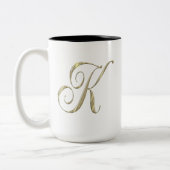 Goud monogram K initiaal Tweekleurige Koffiemok (Links)