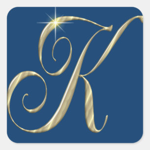 Goud monogram K initiaal Vierkante Sticker