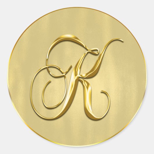 Goud monogram K Szegelbruiloft Uitnodigingsdag Ronde Sticker (Voorkant)