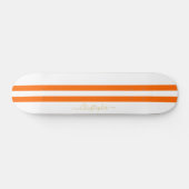 Goud monogram Klassiek Oranje White Racing Stripes Persoonlijk Skateboard (Horizontaal)