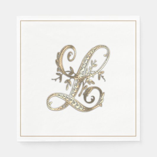 Goud Monogram L Servet (Voorkant)