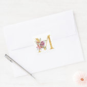 Goud MONOGRAM, letter M met bloem Vierkante Sticker (Envelop)