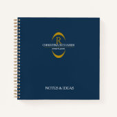 Goud Monogram Marine Blauw Modern Elegant Business Notitieboek (Voorkant)