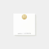 Goud monogram met naam en contactnummer post-it® notes (Voorkant)