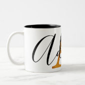Goud monogram met persoonlijke naam tweekleurige koffiemok (Links)
