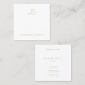 Goud monogram Modern Slank Plain Fashionable Vierkante Visitekaartje (Voorkant / Achterkant)