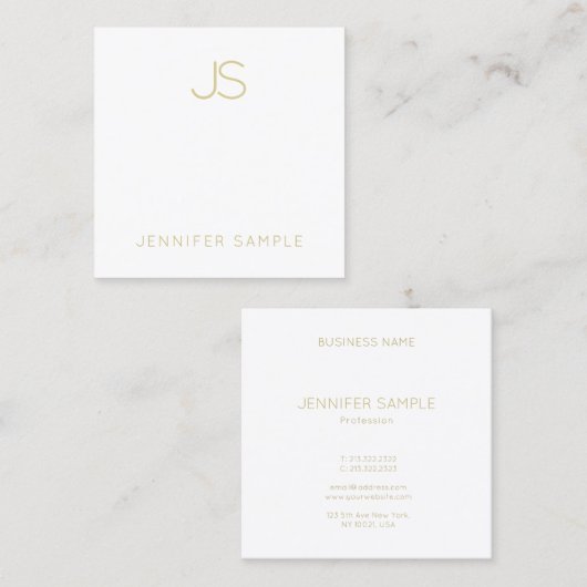 Goud monogram Modern Slank Plain Fashionable Vierkante Visitekaartje (Voorkant / Achterkant)