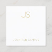 Goud monogram Modern Slank Plain Fashionable Vierkante Visitekaartje (Voorkant)