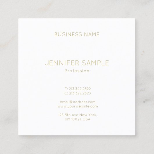 Goud monogram Modern Slank Plain Fashionable Vierkante Visitekaartje (Achterkant)