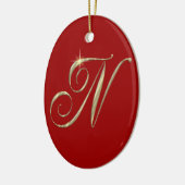 Goud monogram N initiaal Keramisch Ornament (Links)