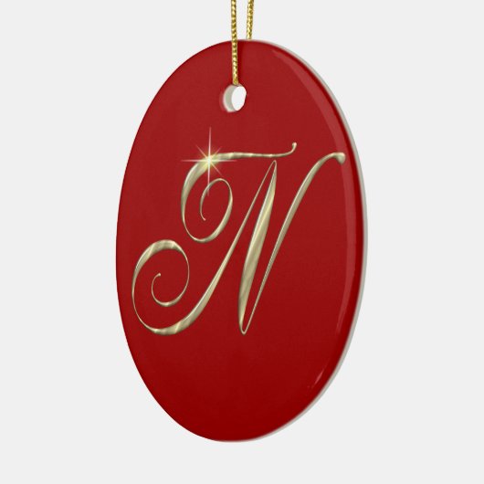 Goud monogram N initiaal Keramisch Ornament (Links)
