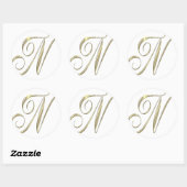 Goud monogram N initiaal Ronde Sticker (Vel)
