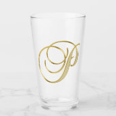 Goud monogram P Glass Glas (Voorkant)