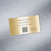 Goud-monogram QR-code minimalistisch elegant Magnetisch Visitekaartje (Voorbeeld)