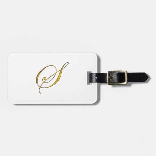 Goud monogram S Bagagelabel (Voorkant horizontaal)