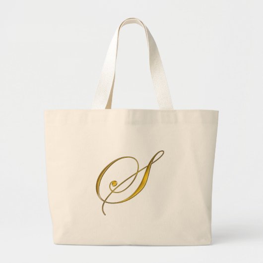 Goud monogram S Grote Tote Bag (Voorkant)