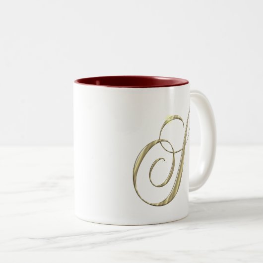 Goud monogram S initiaal Tweekleurige Koffiemok (Voorkant rechts)