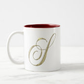 Goud monogram S initiaal Tweekleurige Koffiemok (Links)