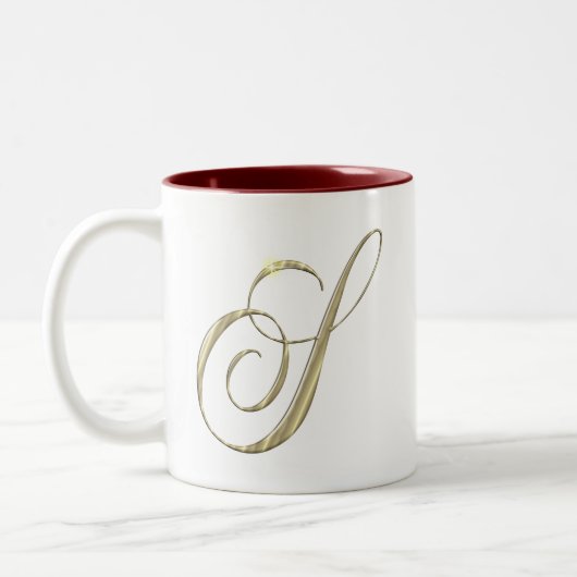Goud monogram S initiaal Tweekleurige Koffiemok (Links)