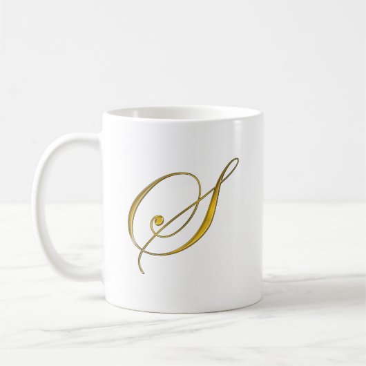 Goud monogram S Koffiemok (Links)