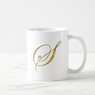 Goud monogram S Koffiemok
