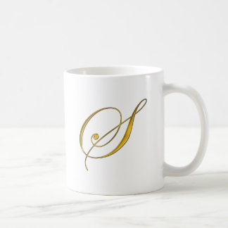 Goud monogram S Koffiemok