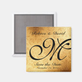  Goud Monogram Sla de datum op Magneet (Voorkant / Achterkant)