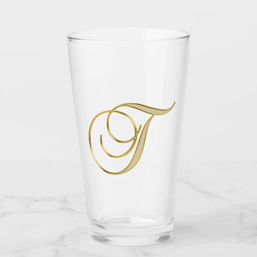Goud monogram T glas (Voorkant)
