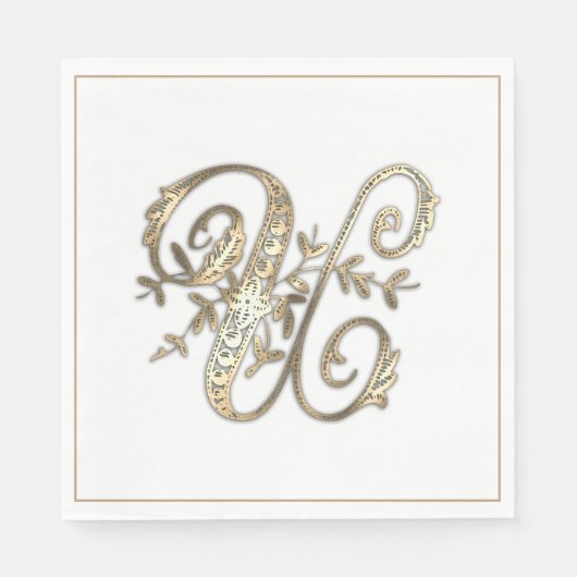   Goud Monogram U Servet (Voorkant)