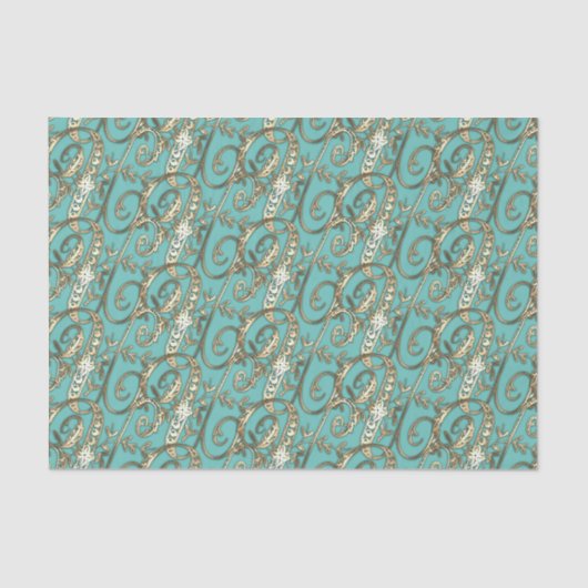   Goud Monogram U-Weefseldocument Tissuepapier (Voorkant)