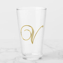 Goud monogram V Glass Glas
