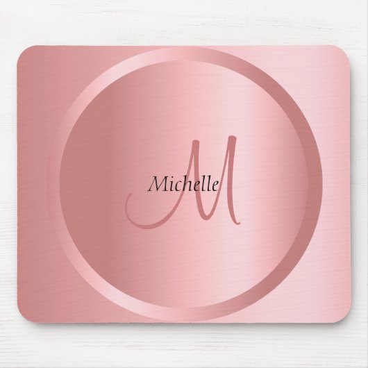 Goud monogram voor persoonlijk Roos Modern Elegant Muismat (Voorkant)