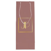Goud monogram voor persoonlijk Roos Modern Elegant Wijn Cadeautas (Achterkant)