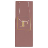 Goud monogram voor persoonlijk Roos Modern Elegant Wijn Cadeautas (Voorkant)