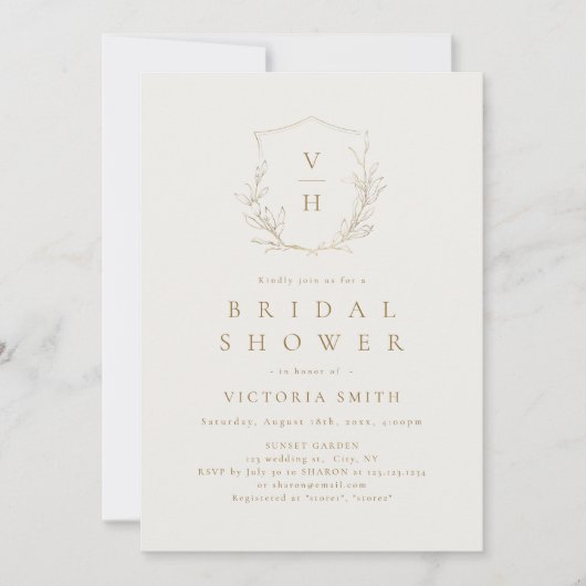 Goud monogram vrijgezellenfeest met eenvoudige bot kaart (Voorkant)