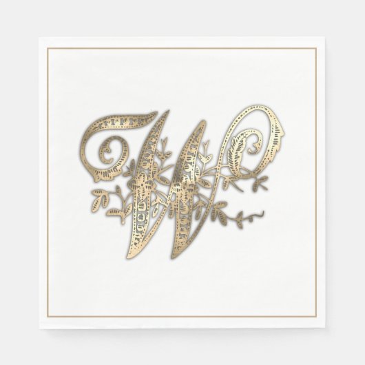 Goud Monogram W Servet (Voorkant)